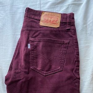 Burgandy corduroy men’s Levi’s 511 jeans